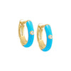 Turquoise / Enamel / Pair CZ Bezel Colored Enamel Huggie Earring - Adina Eden's Jewels