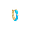 Turquoise / Enamel / Single CZ Bezel Colored Enamel Huggie Earring - Adina Eden's Jewels