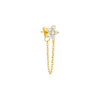 Gold / Single CZ Flower Chain Drop Front Back Stud Earring - Adina Eden's Jewels