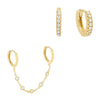 Gold CZ X Bezel Huggie Earring Combo Set - Adina Eden's Jewels