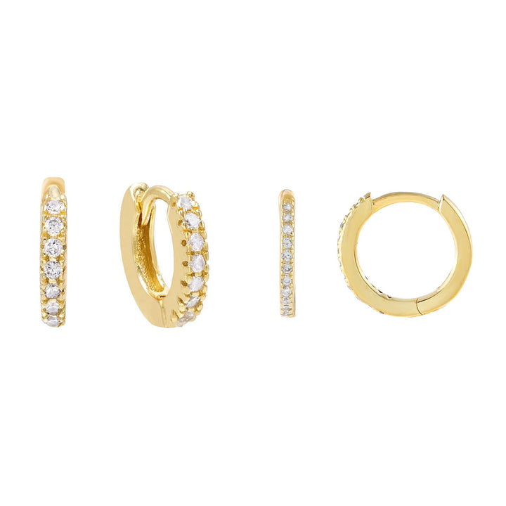 Gold CZ Huggie Earring Combo Set - Adina Eden's Jewels