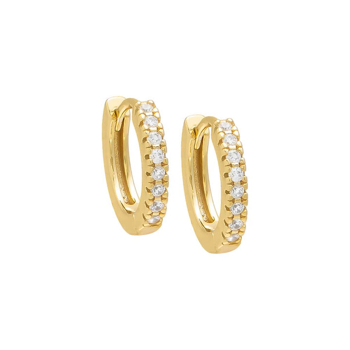 Gold / 12 MM CZ Mini Huggie Earring - Adina Eden's Jewels