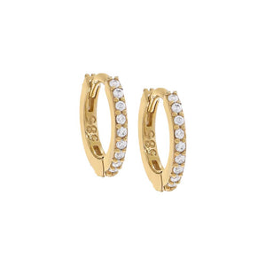 14K Gold / Pair CZ Mini Huggie Earring 14K - Adina Eden's Jewels