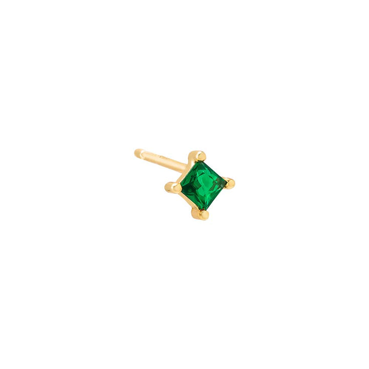 Emerald Green / Single CZ Princess Cut Stud Earring - Adina Eden's Jewels