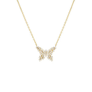 Gold CZ Scattered Marquise Butterfly Necklace - Adina Eden's Jewels
