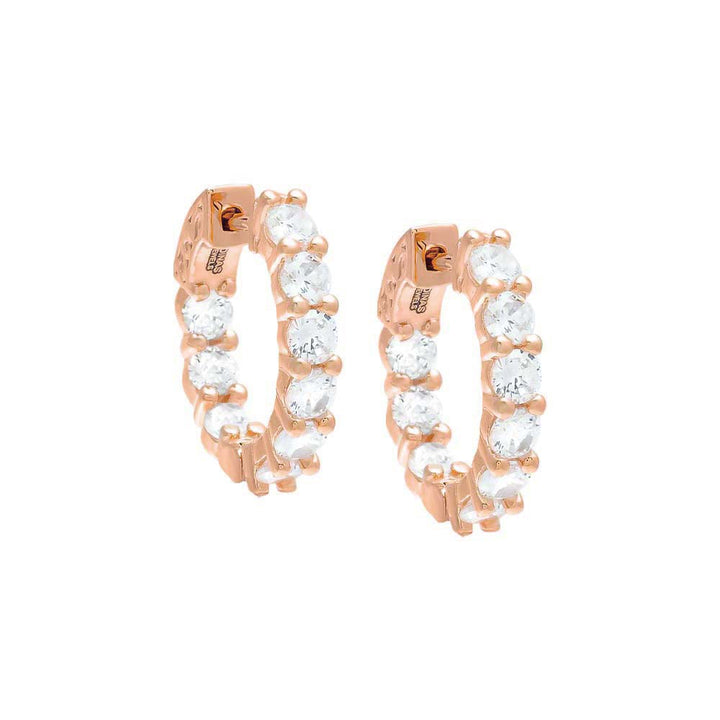Rose Gold CZ Small Round Hoop Earring - Adina Eden's Jewels