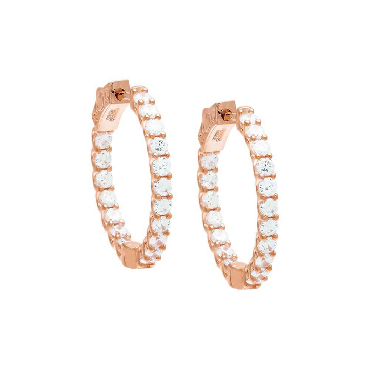 Rose Gold / 25 MM CZ Thin Round Hoop Earring - Adina Eden's Jewels
