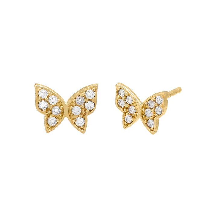 14K Gold CZ Tiny Butterfly Stud Earring 14K - Adina Eden's Jewels