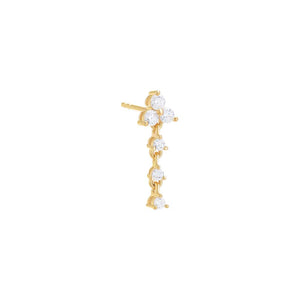 Gold / Single CZ Trio Cluster Drop Down Stud Earring - Adina Eden's Jewels