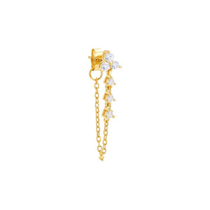 Gold / Single CZ Trio Cluster Front Back Stud Earring - Adina Eden's Jewels