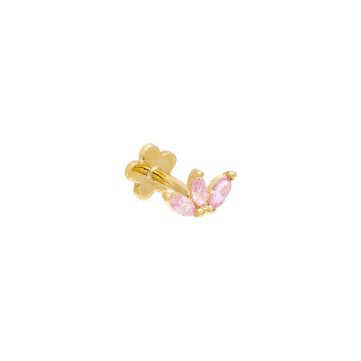 Sapphire Pink / Single CZ Colored Marquise Threaded Stud Earring 14K - Adina Eden's Jewels