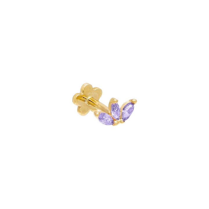 Lilac / Single CZ Colored Marquise Threaded Stud Earring 14K - Adina Eden's Jewels