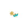 Turquoise / Single CZ Colored Marquise Threaded Stud Earring 14K - Adina Eden's Jewels