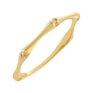 14K Gold / 6 CZ Bamboo Ring 14K - Adina Eden's Jewels
