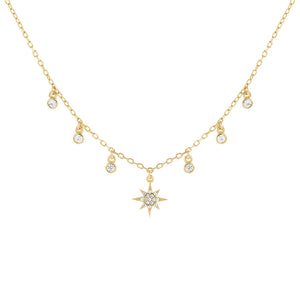 Gold CZ Bezel Starburst Necklace - Adina Eden's Jewels