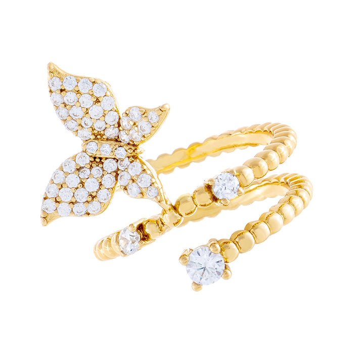 Gold / 8 CZ Butterfly Rope Wrap Ring - Adina Eden's Jewels