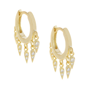 Gold CZ Dangling Spike Huggie Earring - Adina Eden's Jewels