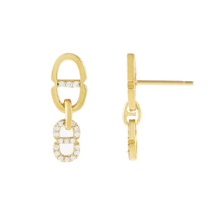 Gold CZ Double Link Drop Earring - Adina Eden's Jewels