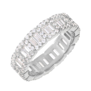 Silver / 8 CZ Emerald Stone Ring - Adina Eden's Jewels