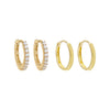 14K Gold / Pair CZ Mini Huggie Earring Combo Set 14K - Adina Eden's Jewels