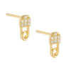 Gold CZ Mini Safety Pin Stud Earring - Adina Eden's Jewels