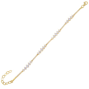 Gold CZ Round X Bar Bracelet - Adina Eden's Jewels