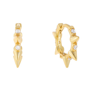 Gold CZ Spike Huggie Earring - Adina Eden's Jewels