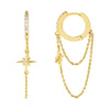 Gold CZ Starburst Chain Huggie Earring - Adina Eden's Jewels