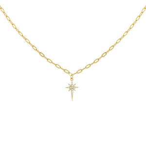Gold CZ Starburst Link Necklace - Adina Eden's Jewels