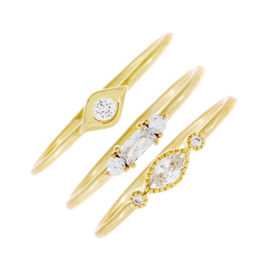 Gold / 6 CZ Trio Ring Set - Adina Eden's Jewels