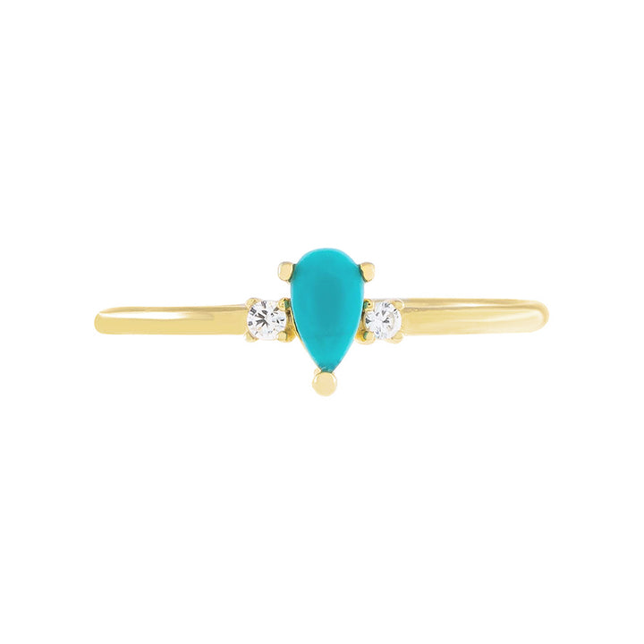  CZ Turquoise Stone Ring - Adina Eden's Jewels