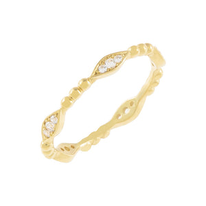 Gold / 6 CZ X Beaded Evil Eye Ring - Adina Eden's Jewels