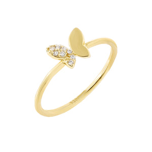 Gold / 5 CZ X Solid Butterfly Ring - Adina Eden's Jewels