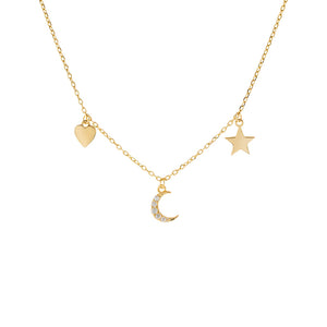 Gold CZ X Solid Charms Necklace - Adina Eden's Jewels