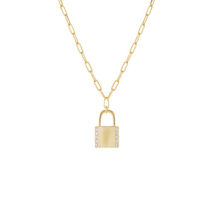 Gold CZ X Solid Lock Link Necklace - Adina Eden's Jewels