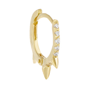 14K Gold / Single Cartilage CZ Spike Hoop Earring 14K - Adina Eden's Jewels
