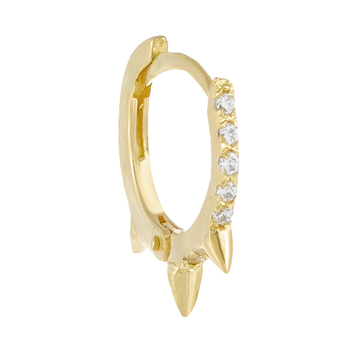 14K Gold / Single Cartilage CZ Spike Hoop Earring 14K - Adina Eden's Jewels