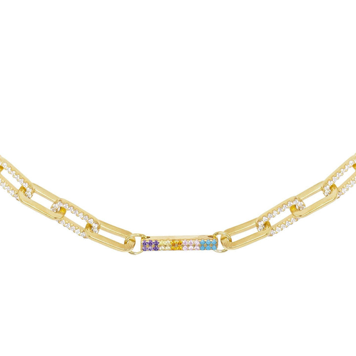 Multi-Color Chunky Bar Chain Necklace - Adina Eden's Jewels