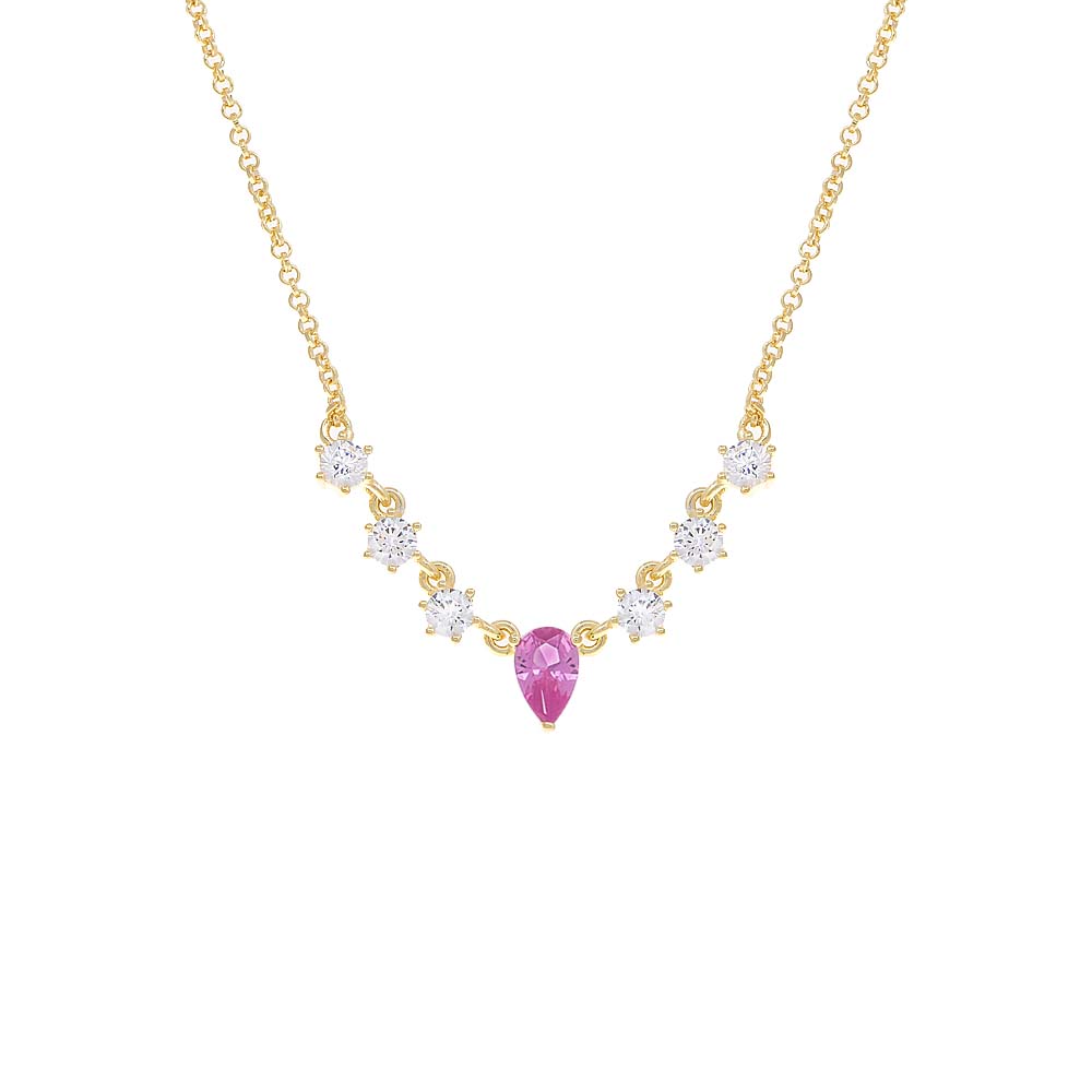 Sapphire Pink Cluster Teardrop Necklace - Adina Eden's Jewels
