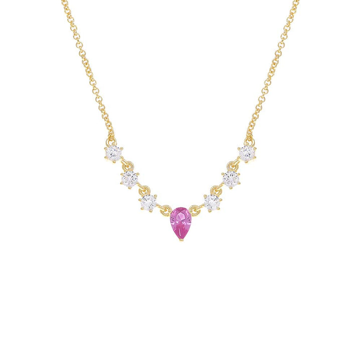 Sapphire Pink Cluster Teardrop Necklace - Adina Eden's Jewels