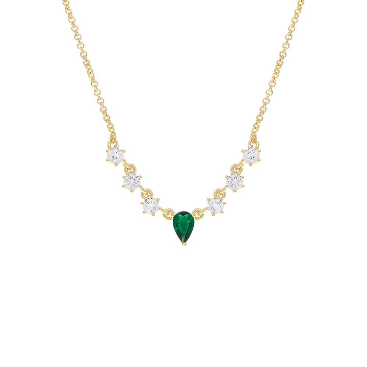 Emerald Green Cluster Teardrop Necklace - Adina Eden's Jewels