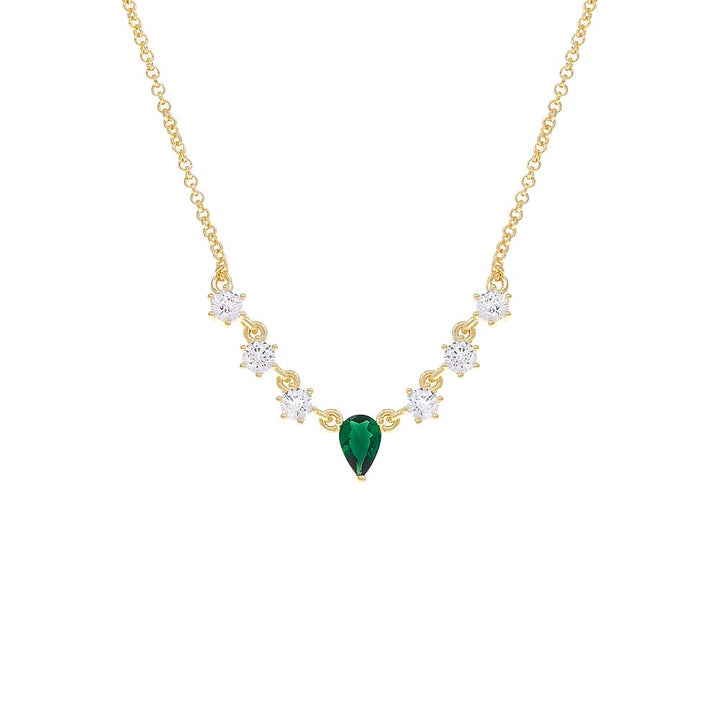 Emerald Green Cluster Teardrop Necklace - Adina Eden's Jewels