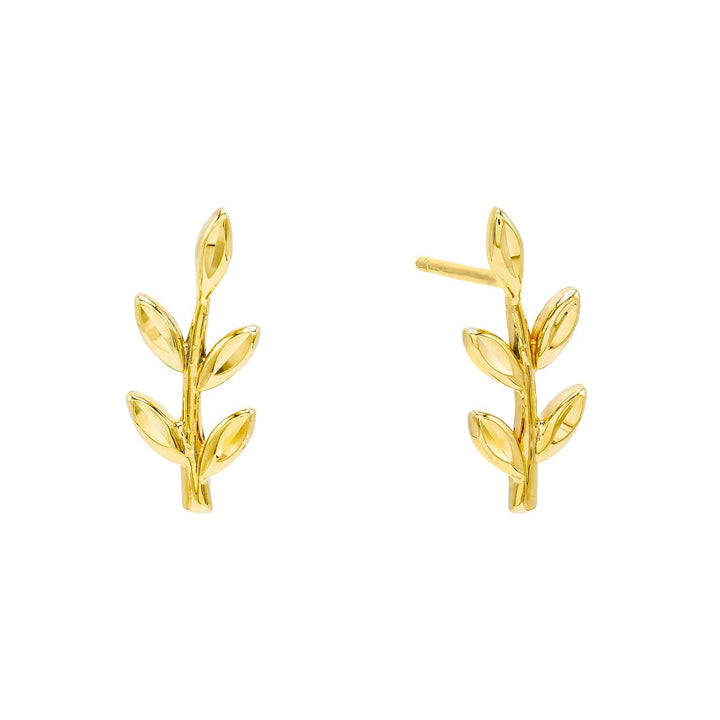 14K Gold Leaf Stud Earring 14K - Adina Eden's Jewels
