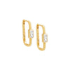 Gold / Pair Colored Bezel Baguette Oval Huggie Earring - Adina Eden's Jewels