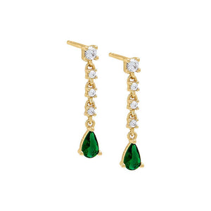 Emerald Green / Pair Colored CZ Teardrop Drop Stud Earring - Adina Eden's Jewels