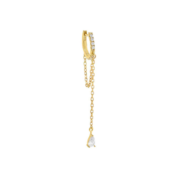 Gold / Single Colored Dangling Marquise Drop Chain Huggie Earring - Adina Eden's Jewels