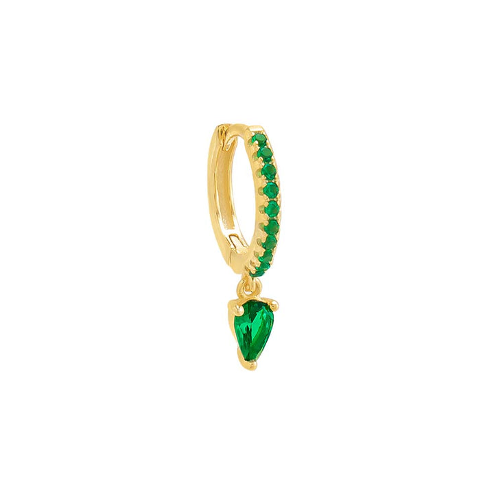 Emerald Green / Single Colored Dangling Stone Huggie Earring - Adina Eden's Jewels