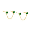 Emerald Green / Pair Colored Double Solitaire CZ Chain Stud Earring - Adina Eden's Jewels