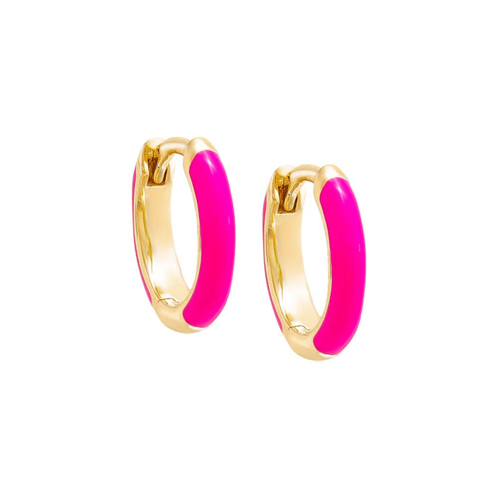 Neon Pink / Enamel / Pair Colored Enamel Huggie Earring - Adina Eden's Jewels