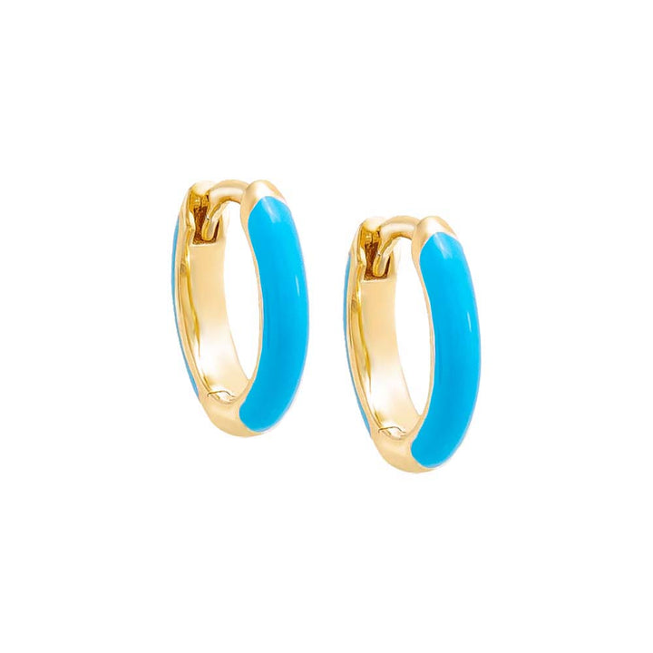Turquoise / Enamel / Pair Colored Enamel Huggie Earring - Adina Eden's Jewels